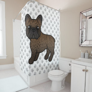 Cortina Para Box Brindle French Bulldog Cute Cartoon Dog