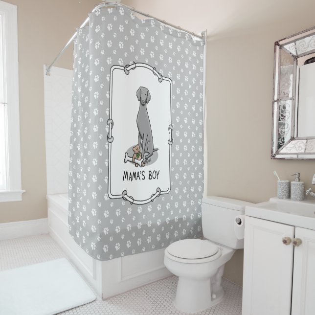 Cortina Para Box Brinquedos da mamãe Weimaraner (cinza 1) (In Situ)