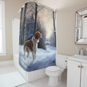 Cortina Para Box Brittany Spaniel Deixa-o nevar o Natal