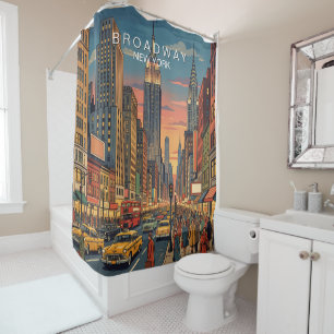 Cortina Para Box Broadway Nova York Viagem Arte Vintage