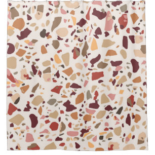Cortina Para Box Brown terrazzo: vintage, trendy padrão.