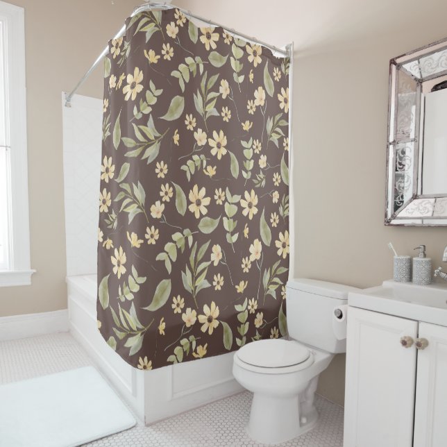 Cortina Para Box Brrown Whimsy Retro Floral  (In Situ)