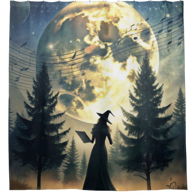 Cortina Para Box Bruxa de Lua Cheia Encantada Noite (Frente)