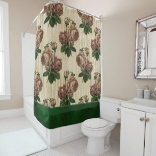 Cortina Para Box Bruxa Rosa Floral Vintage Cream Pink e Green