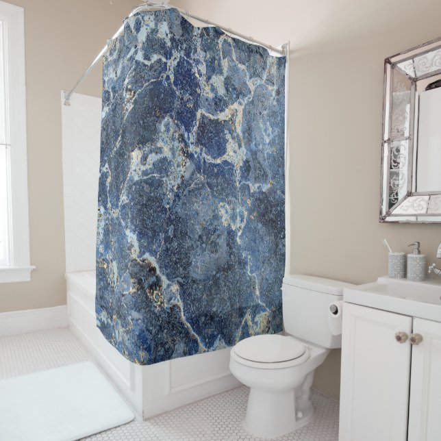 Cortina Para Box Bue Cinza Black Marble & Beige Veins (In Situ)