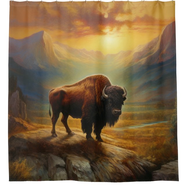 Cortina Para Box Buffalo Bison Sunset Silhouette (Frente)