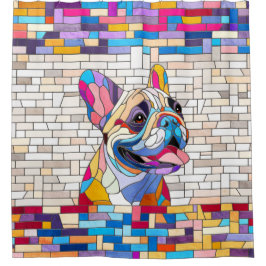 Cortina Para Box Bulldog Francês - Frenchie - mosaico colorido