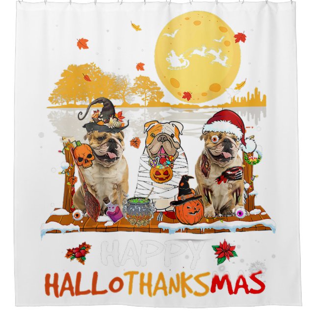 Cortina Para Box Bulldog Happy Hallothanksmas Halloween (Frente)