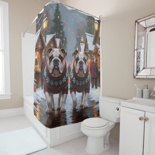 Cortina Para Box Bulldogs Christmas Snow Holiday (In Situ)