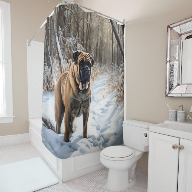 Cortina Para Box Bullmastiff Deixar Neve Natal (In Situ)