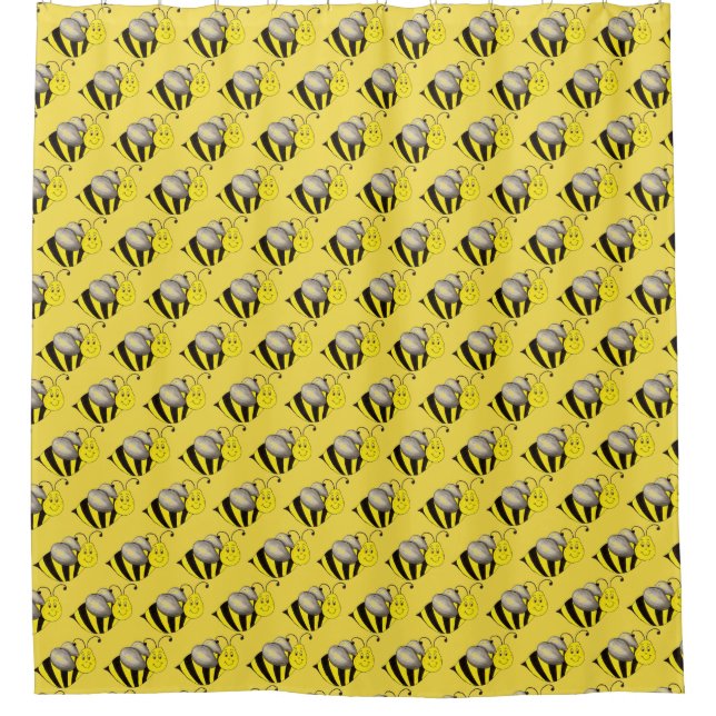 Cortina Para Box Bumblebee Honeybee, Abelhas de Cartoon Amarelo Neg (Frente)
