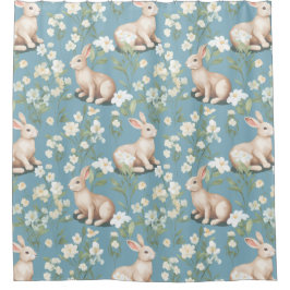 Cortina Para Box Bunnies sobre fundo azul claro