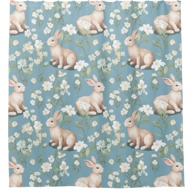 Cortina Para Box Bunnies sobre fundo azul claro (Frente)