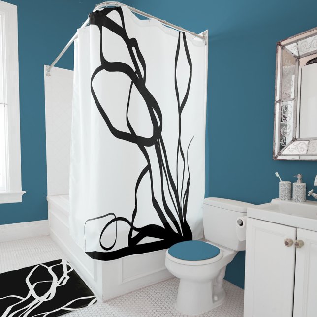 Cortina Para Box Buquê Blanc: Abstrato branco e preto (Criador carregado)