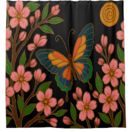 Cortina Para Box Butterfly Cherry Blossom Moon