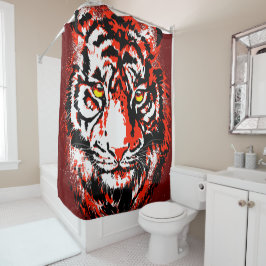 Cortina Para Box Cabeça de Tigre Vermelho