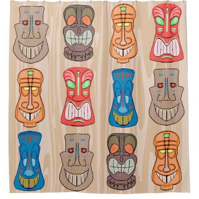 Cortina Para Box Cabeça havaiana de Tiki dos desenhos animados do (Frente)