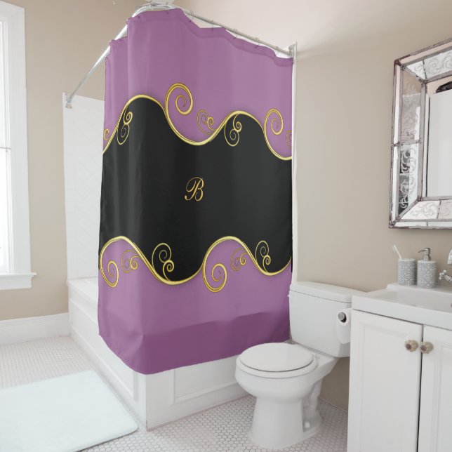 Cortina Para Box Cabeça roxa preta sem Chá monograma (In Situ)
