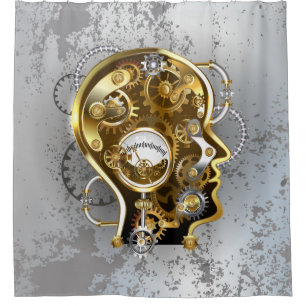 Cortina Para Box Cabeça steampunk com manômetro