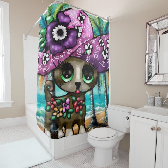 Cortina Para Box Cachorro chihuahua de férias em palmeiras (In Situ)