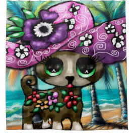 Cortina Para Box Cachorro chihuahua de férias em palmeiras