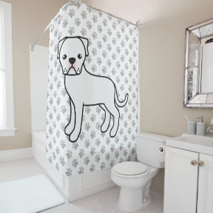 Cortina Para Box Cachorro de Cartoon White American Buldot