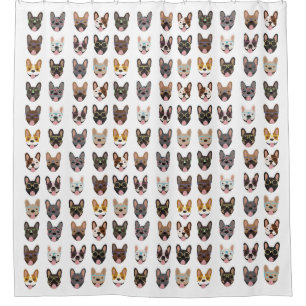 Cortina Para Box Cachorros Franceses Bonitos Vestindo Óculos