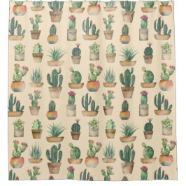 Cortina Para Box Cacti Pattern Plants Illustration