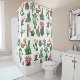 Cortina Para Box Cactus e Suculentes Coloridos de Aquarela