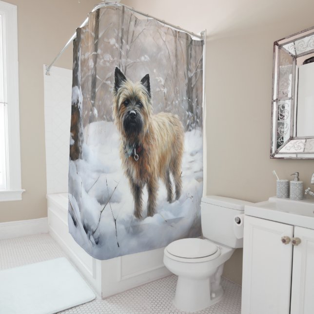 Cortina Para Box Cairn Terrier Deixe Nevar Natal (In Situ)