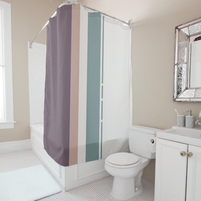Cortina Para Box Calm Neutral Stripes – Modern Bathroom Aesthetic (In Situ)