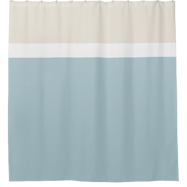 Cortina Para Box Calma Costeira Moderna Azul e Branco (Frente)