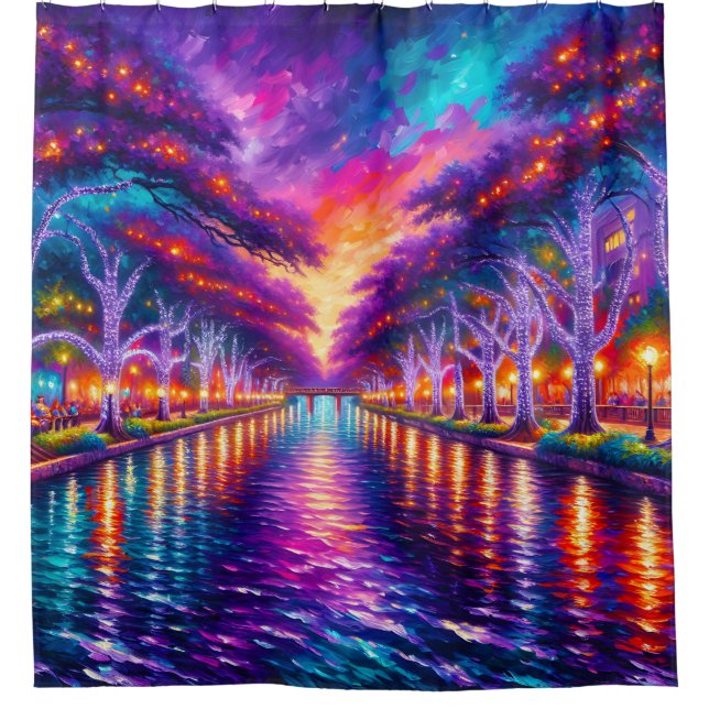 Cortina Para Box "Caminho de Ribeira Encantado: Brilho da Noite de  (Frente)