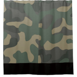 Cortina Para Box Camo Verde com Banda Preta, Tema do Camo Chá,