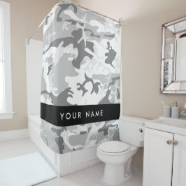 Cortina Para Box Camuflagem de Cinzas de neve de inverno Seu nome p