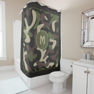 Cortina Para Box Camuflagem Militar - Padrão Castanho Verde Monogr