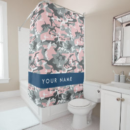 Cortina Para Box Camuflagem rosa e Cinza Seu nome Personaliza