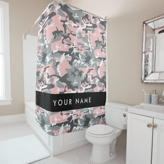 Cortina Para Box Camuflagem rosa e Cinza Seu nome Personaliza (In Situ)