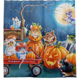 Cortina Para Box Camundongos do Dia das Bruxas na Arte de Aquarela