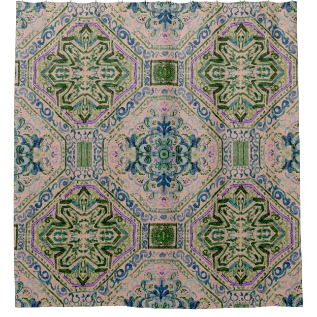 Cortina Para Box Canvas Green and Indigo  (Frente)