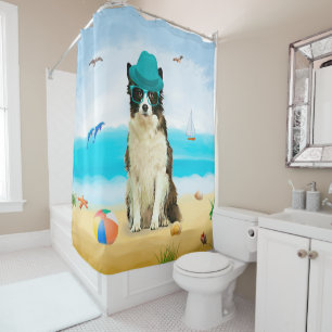 Cortina Para Box Cão Border Collie na Praia