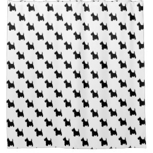 Cortina Para Box Cão do Scottie de Terrier do Scottish em preto e