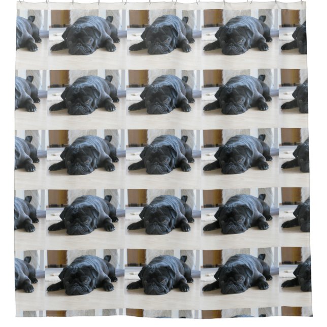 Cortina Para Box cãozinho preto (Frente)