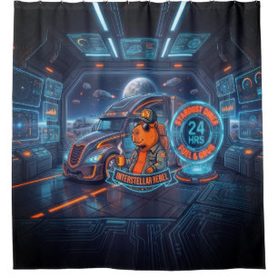 Cortina Para Box Capivara Ciborgue Motorista Espacial Arte Neon de
