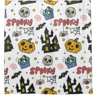 Cortina Para Box Caracteres de Halloween: Padrão Whimsical Seamless