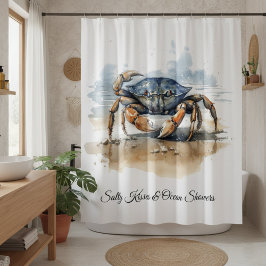 Cortina Para Box Caranguejo de Praia em Aquarela
