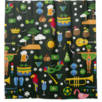 Cortina Para Box Carnaval brasileiro, textura plana vintage.