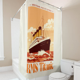 Cortina Para Box Cartaz Antigo RMS Titanic. Arte Retro de Transatlâ