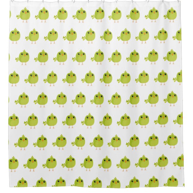 Cortina Para Box Cartoon de Pássaro Verde (Frente)