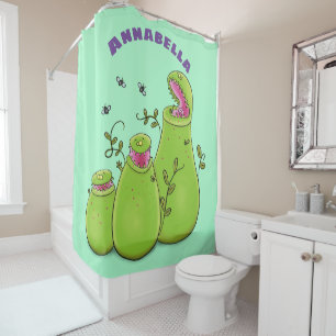 Cortina Para Box Cartoon de plantas carnívoras verdes e engraçadas